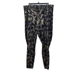 TORRID Stretch Leggings Gold black Floral Foil Metallic Size 3 Floral Woman's
